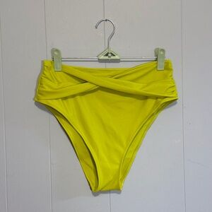 Aerie Yellow Green Twist High Cut Cheeky Bikini Bottoms Size Medium